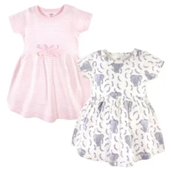 Touched By Nature Baby And Toddler Girl Organic Cotton Short-Sleeve Dresses 2pk, Pink Elephant -Baby GUEST 8a4eb015 256d 498c 87e8 d00cbe9a239a