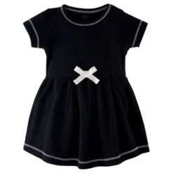 Touched By Nature Baby And Toddler Girl Organic Cotton Short-Sleeve Dresses 2pk, Black Red Heart