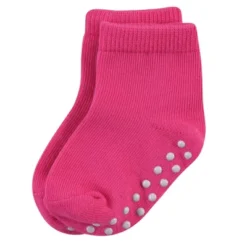Touched By Nature Baby And Toddler Girl Organic Cotton Socks With Non-Skid Gripper For Fall Resistance, Solid Black Pink -Baby GUEST 8b7349e6 006a 47d3 b2a4 9fa231807016