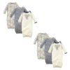 Touched By Nature Unisex Baby Organic Cotton Gowns, Elephant 6-Piece
