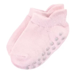Touched By Nature Baby And Toddler Girl Organic Cotton Socks With Non-Skid Gripper For Fall Resistance, Solid Pink Coral -Baby GUEST 8c53be54 218e 43a2 88e0 5edab8b68d6b