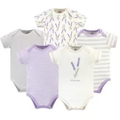 Touched By Nature Baby Girl Organic Cotton Bodysuits 5pk, Lavender -Baby GUEST 8e51af94 2495 4227 a207 24f2183de21c