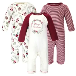 Touched By Nature Baby Girl Organic Cotton Coveralls 3pk, Holly Berry -Baby GUEST 8fe5e370 be6c 4561 86ea aa8d776ff1b9