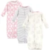 Touched By Nature Baby Girl Organic Cotton Zipper Long-Sleeve Gowns 3pk