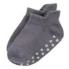 Touched By Nature Baby And Toddler Boy Organic Cotton Socks With Non-Skid Gripper For Fall Resistance, Solid Black Gray