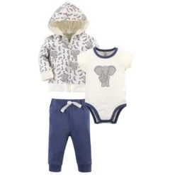 Touched By Nature Baby And Toddler Unisex Organic Cotton Hoodie, Bodysuit Or Tee Top, And Pant, Print Elephant -Baby GUEST 934f092c 5bdd 4505 9aa7 f45bb70ad86c