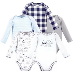 Touched By Nature Organic Cotton Long-Sleeve Bodysuits 5pk, Arctic