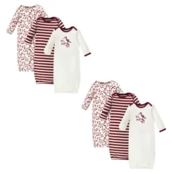 Touched By Nature Infant Girl Organic Cotton Gowns, Berry Branch 6-Piece