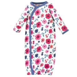 Touched By Nature Baby Girl Organic Cotton Side-Closure Snap Long-Sleeve Gowns 3pk, Garden Floral -Baby GUEST 971f953f 1526 464d a7f5 e6a7762e7fea