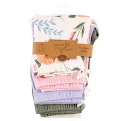 Touched By Nature Baby And Toddler Girl Organic Cotton Pants, Flutter Garden