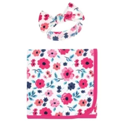 Touched By Nature Baby Girl Organic Cotton Swaddle Blanket And Headband Or Cap, Garden Floral, One Size -Baby GUEST 974364fe 0cd3 4213 b9dc 5fb319d7b39a