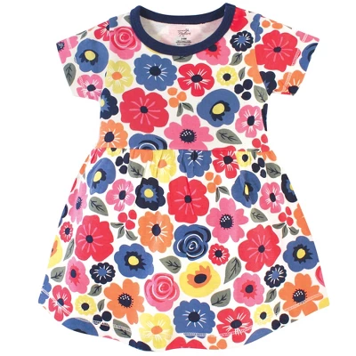 Touched By Nature Baby And Toddler Girl Organic Cotton Short-Sleeve Dresses 2pk, Bright Flower 2 Touched By Nature Baby And Toddler Girl Organic Cotton Short-Sleeve Dresses 2pk, Bright Flower - Image 2