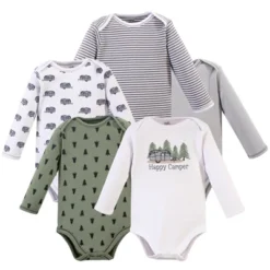 Touched By Nature Baby Boy Organic Cotton Long-Sleeve Bodysuits 5pk, Happy Camper -Baby GUEST 97ce3c71 0151 4f42 8684 495807d4e44a