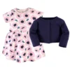 Touched By Nature Baby And Toddler Girl Organic Cotton Dress And Cardigan 2pc Set, Blossoms