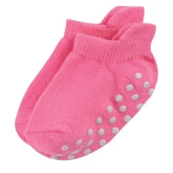 Touched By Nature Baby And Toddler Girl Organic Cotton Socks With Non-Skid Gripper For Fall Resistance, Solid Pink Coral -Baby GUEST a0913ce1 2e0a 4a71 aeed 714d6caec822