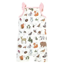 Touched By Nature Infant Girl Organic Cotton Rompers, Woodland Alphabet -Baby GUEST a0a63b0e 72d8 4c62 8347 08a0c19646a0