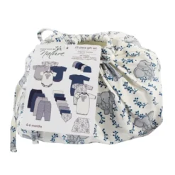 Touched By Nature Baby Boy Organic Cotton Layette Set And Giftset, Elephant, 0-6 Months