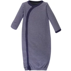 Touched By Nature Baby Boy Organic Cotton Side-Closure Snap Long-Sleeve Gowns 3pk, Constellation