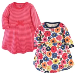 Touched By Nature Baby And Toddler Girl Organic Cotton Long-Sleeve Dresses 2pk, Bright Flowers -Baby GUEST a5a649a1 a5bf 4721 bdbb df8a4e6fc458