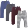 Touched By Nature Baby And Toddler Boy Organic Cotton Pants 4pk, Charcoal Burgundy