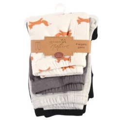 Touched By Nature Baby And Toddler Boy Organic Cotton Pants 4pk, Fox
