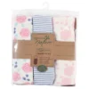 Touched By Nature Baby Girl Organic Cotton Swaddle Wraps, Pink Rose, 0-3 Months