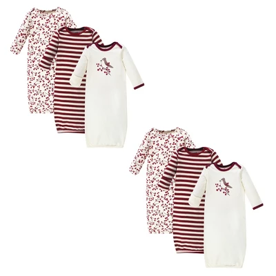 Touched By Nature Infant Girl Organic Cotton Gowns, Berry Branch 6-Piece 2 Touched By Nature Infant Girl Organic Cotton Gowns, Berry Branch 6-Piece - Image 2