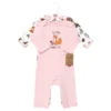 Touched By Nature Infant Girl Organic Cotton Coveralls, Woodland Alphabet