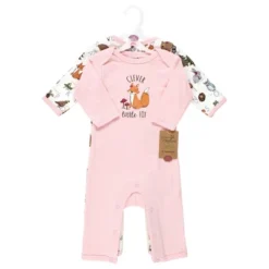 Touched By Nature Infant Girl Organic Cotton Coveralls, Woodland Alphabet