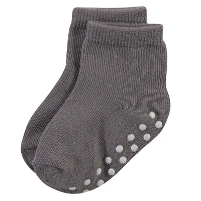 Touched By Nature Baby And Toddler Boy Organic Cotton Socks With Non-Skid Gripper For Fall Resistance, Solid Black Blue 7 Touched By Nature Baby And Toddler Boy Organic Cotton Socks With Non-Skid Gripper For Fall Resistance, Solid Black Blue - Image 7