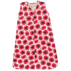 Touched By Nature Baby Girl Organic Cotton Sleeveless Wearable Sleeping Bag, Sack, Blanket, Poppy