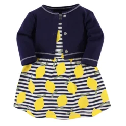Touched By Nature Baby And Toddler Girl Organic Cotton Dress And Cardigan 2pc Set, Lemons -Baby GUEST b9a2345e 95e5 4950 b101 d114ccd06b11