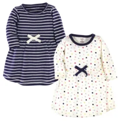 Touched By Nature Baby And Toddler Girl Organic Cotton Long-Sleeve Dresses 2pk, Colorful Dot -Baby GUEST bc8b025b bc74 4c41 a5a5 9aaa5af57f99