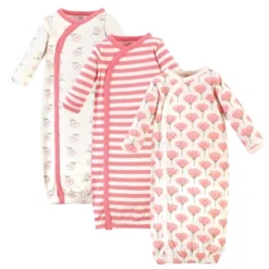 Touched By Nature Baby Girl Organic Cotton Side-Closure Snap Long-Sleeve Gowns 3pk, Tulip -Baby GUEST bcbb1785 cfb4 451d a540 052f0d1a212b