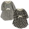 Touched By Nature Big Girls And Youth Organic Cotton Long-Sleeve Dresses 2pk, Heart