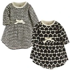 Touched By Nature Big Girls And Youth Organic Cotton Long-Sleeve Dresses 2pk, Heart