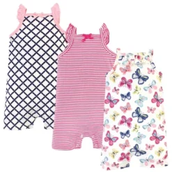 Touched By Nature Baby Girl Organic Cotton Rompers 3pk, Bright Butterflies -Baby GUEST c167006c dcd7 4c3e 83e3 7691246dc926