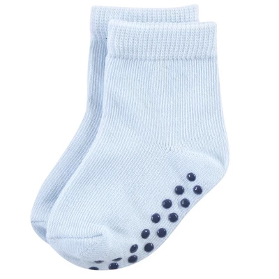 Touched By Nature Baby And Toddler Boy Organic Cotton Socks With Non-Skid Gripper For Fall Resistance, Solid Black Blue 4 Touched By Nature Baby And Toddler Boy Organic Cotton Socks With Non-Skid Gripper For Fall Resistance, Solid Black Blue - Image 4