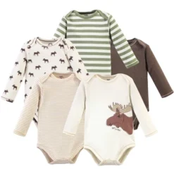 Touched By Nature Baby Boy Organic Cotton Long-Sleeve Bodysuits 5pk, Moose -Baby GUEST c57e25ad 4735 437d a4aa 97a6c835873a