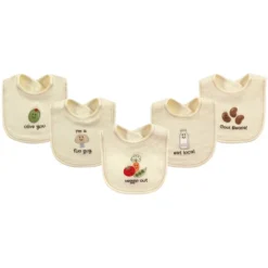 Touched By Nature Baby Organic Cotton Bibs 5pk, Veggies, One Size