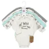 Touched By Nature Organic Cotton Long-Sleeve Bodysuits, Neutral Safari