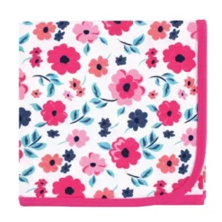Touched By Nature Baby Girl Organic Cotton Swaddle Blanket And Headband Or Cap, Garden Floral, One Size -Baby GUEST c81856c0 b90a 4c52 ac87 37b7c30df486