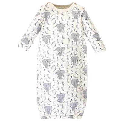 Touched By Nature Baby Girl Organic Cotton Long-Sleeve Gowns 3pk, Girl Elephant 2 Touched By Nature Baby Girl Organic Cotton Long-Sleeve Gowns 3pk, Girl Elephant - Image 2