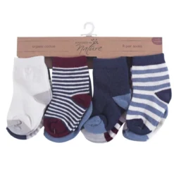 Touched By Nature Baby Boy Organic Cotton Socks, Burgundy Navy