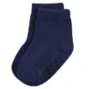 Touched By Nature Baby And Toddler Boy Organic Cotton Socks With Non-Skid Gripper For Fall Resistance, Solid Black Blue
