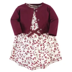 Touched By Nature Baby And Toddler Girl Organic Cotton Dress And Cardigan 2pc Set, Berry Branch -Baby GUEST cf0dd26a 43b6 47a3 9aa2 5fa83e2c961d