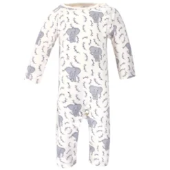 Touched By Nature Baby Girl Organic Cotton Coveralls 2pk, Girl Elephant