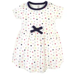 Touched By Nature Baby And Toddler Girl Organic Cotton Short-Sleeve Dresses 2pk, Colorful Dot