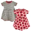 Touched By Nature Baby And Toddler Girl Organic Cotton Short-Sleeve Dresses 2pk, Poppy