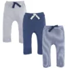 Touched By Nature Baby And Toddler Boy Organic Cotton Pants 3pk, Blue Cream